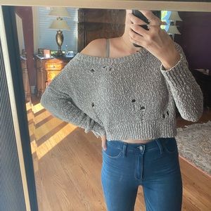 gray distressed sweater